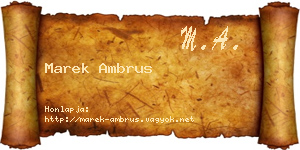 Marek Ambrus névjegykártya